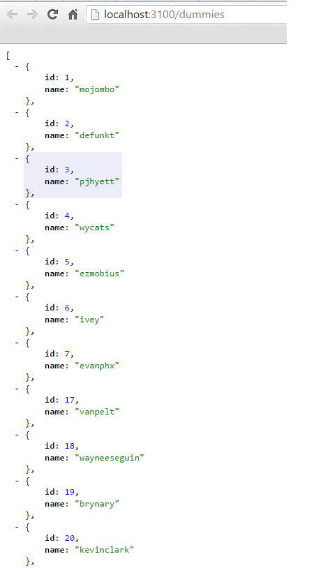 json response